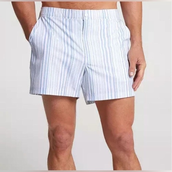 VRST Men’s Resort Shorts Print Muted Denim Calm Stripe Size XL - Picture 1 of 12